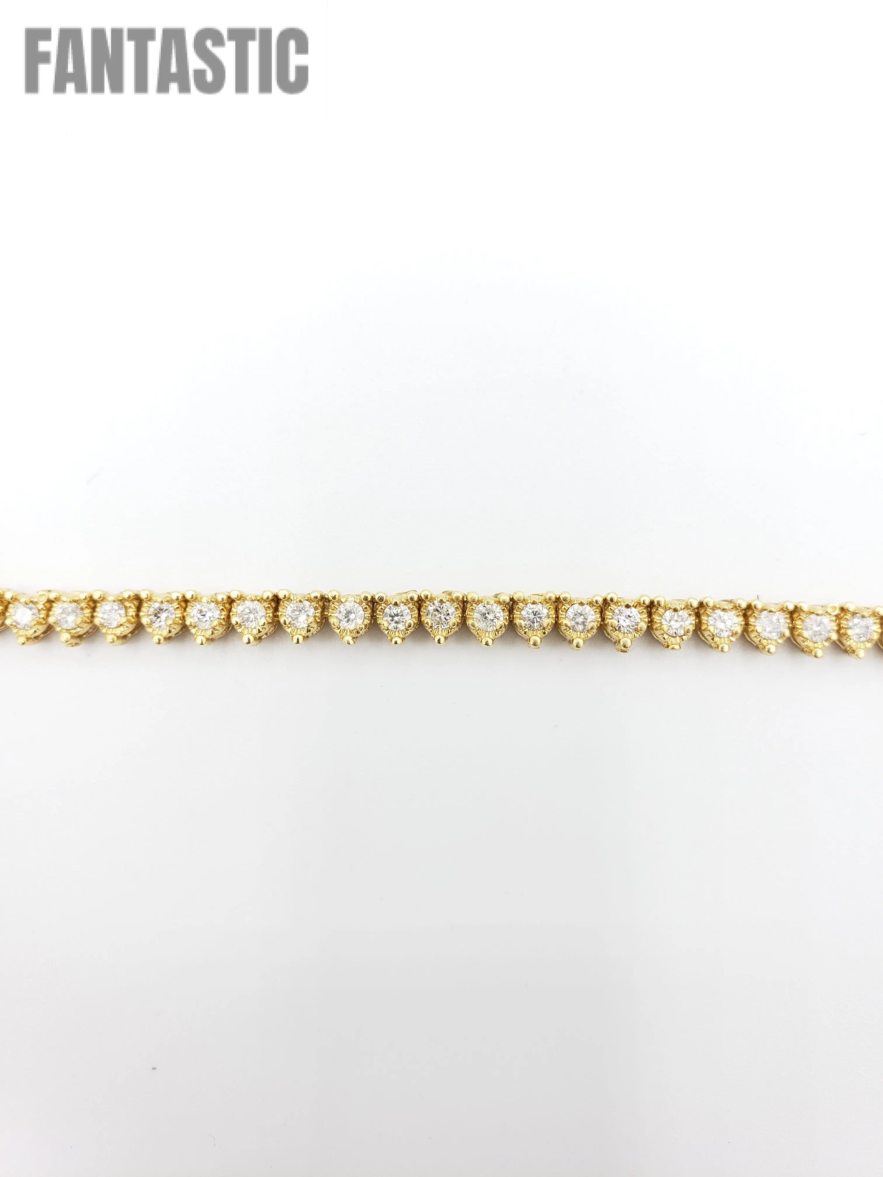 14K Gold- Diamond Pointer Tennis Chain 40.3 Grams