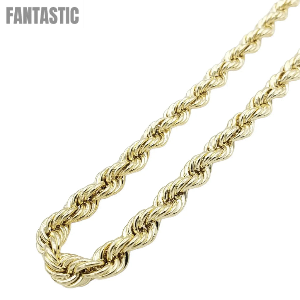 14K Hollow Gold Rope Chain — Italian Yellow Gold