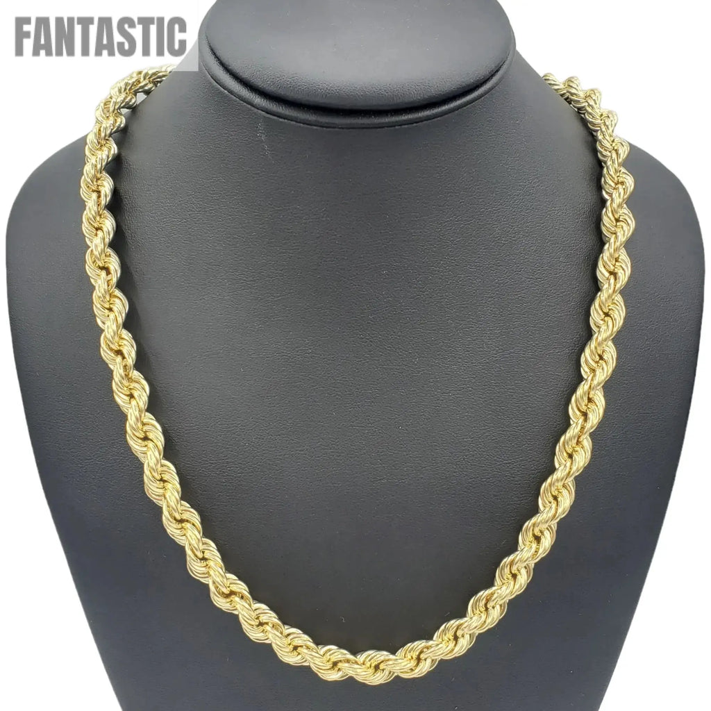 14K Hollow Gold Rope Chain — Italian Yellow Gold