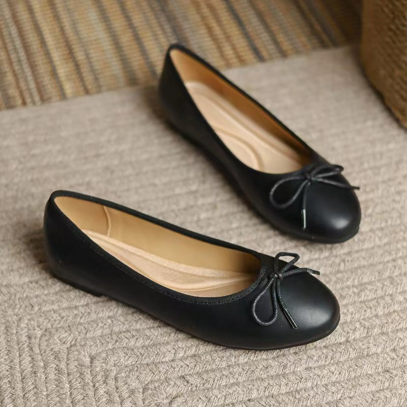 Women's Classic Egg-Roll Edge Slip-On Flats – Chanel-Inspired Round Toe Pumps