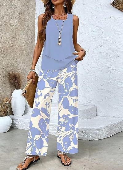 Women's 3D Print Two-Piece Vest & Pants Set – 12 Prints S–5XL