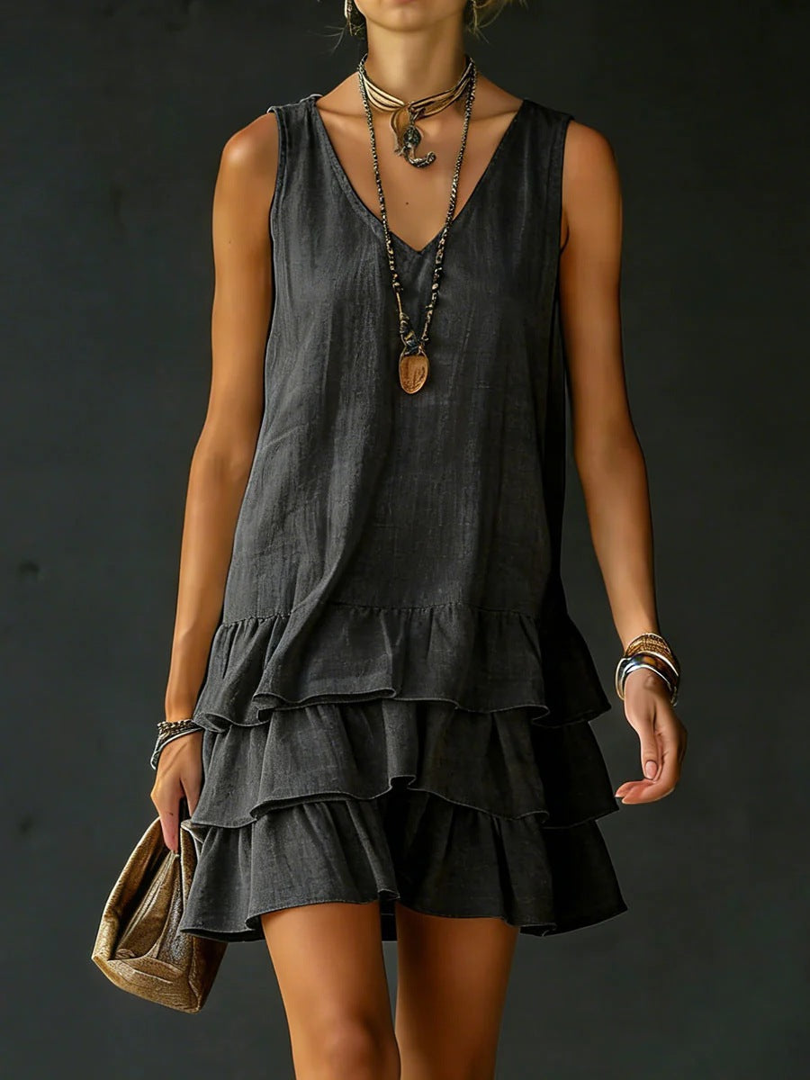 V-Neck Sleeveless Midi Dress – 5 Colors, S–2XL