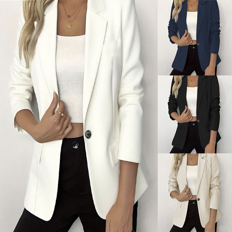Long-Sleeve Single-Button Jacket – 4 Colors, S–3XL