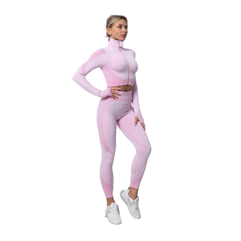 2-Piece Seamless Zip-Up Yoga Set – Workout Sets for Women