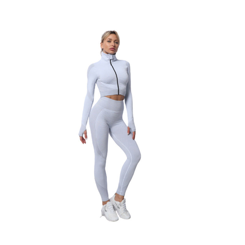2-Piece Seamless Zip-Up Yoga Set – Workout Sets for Women