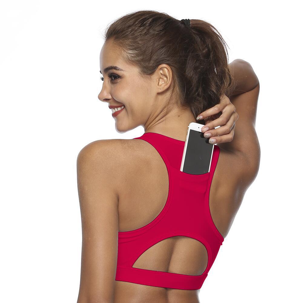 Women’s Pocket Sports Bra – Supportive Workout Bra with Phone Pocket