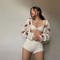 Women’s Cherry Embroidery Crochet Cardigan