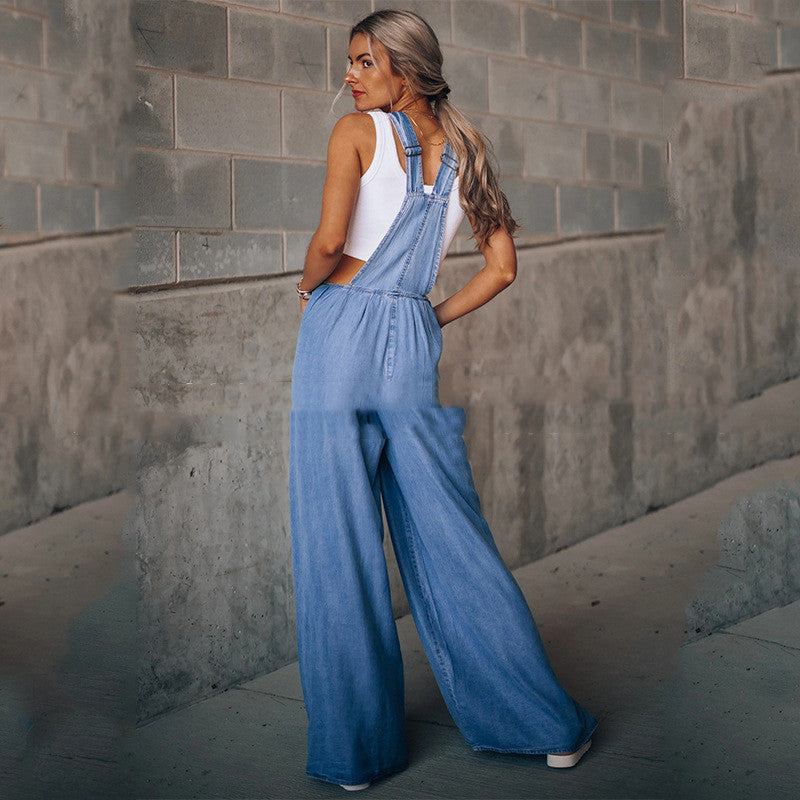 Women’s wide leg denim overalls