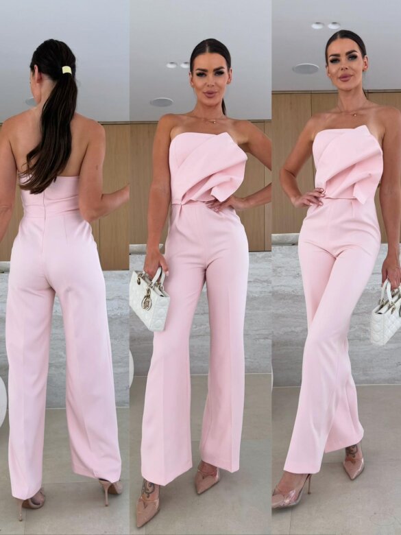 Candy-Colored Bodycon Halterneck Backless High-Waist Wide-Leg Jumpsuit