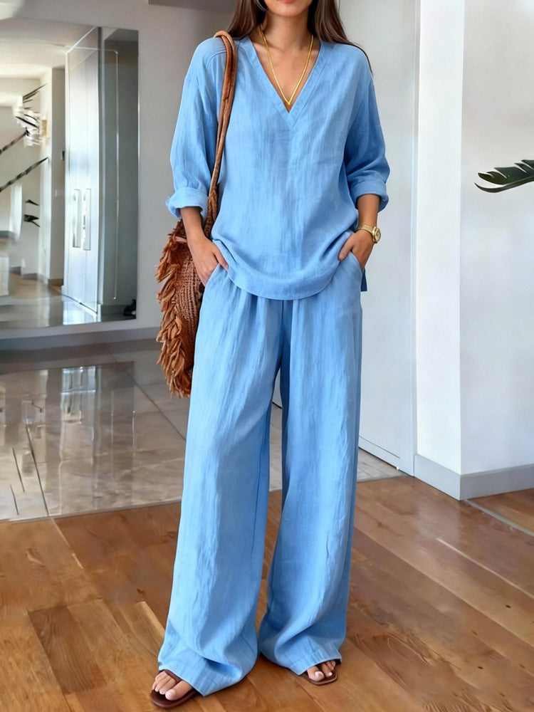 Long Sleeve Top & Full-Length Pants Two-Piece Set – 9 Colors S–3XL