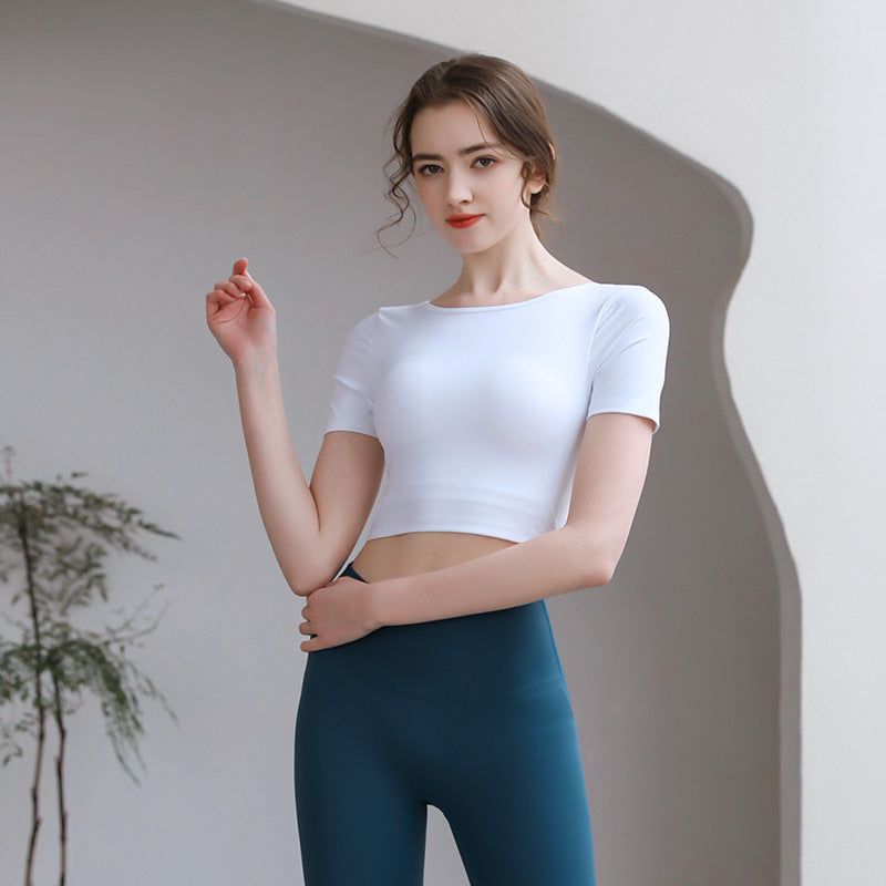 Tight Fit Yoga Top With Chest Pad Beauty Back Breathable