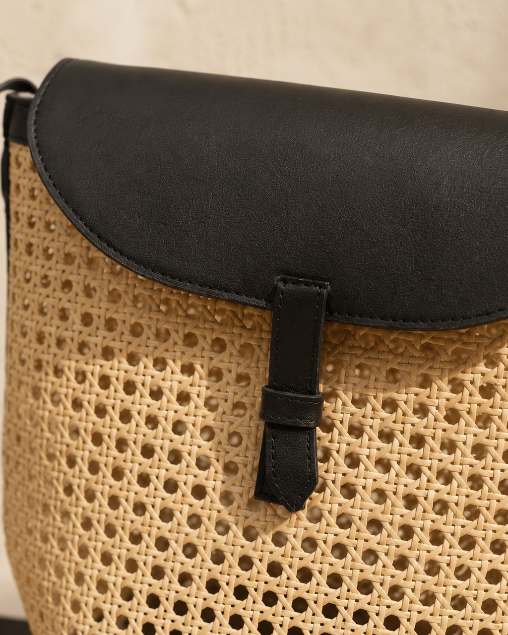 Rumi Leather and Cane Bucket Bag