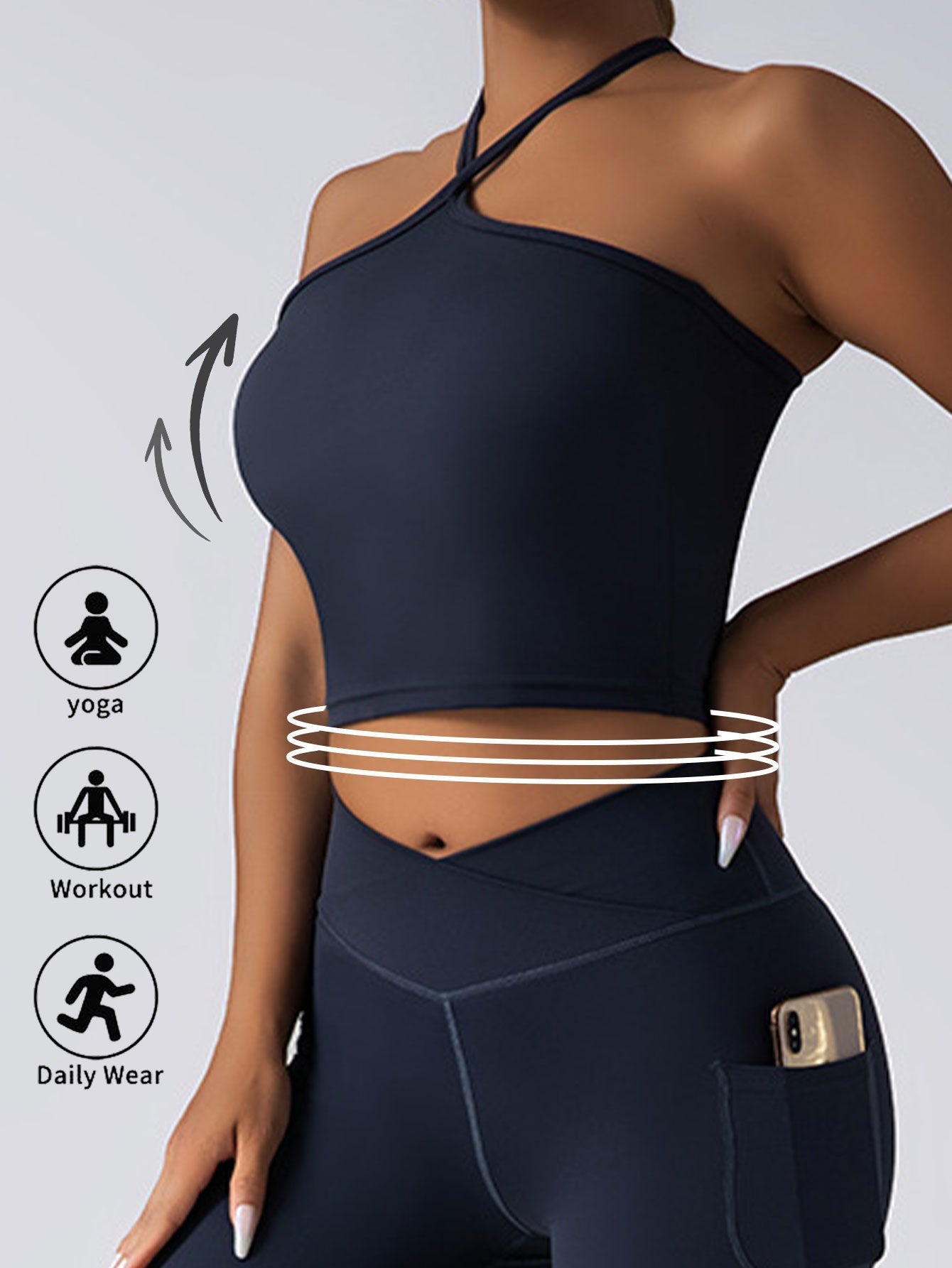 Padded Crop Top Push Up Sports Bra – Seamless Supportive Gym Tank for Women