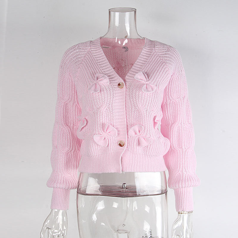 Women's Bow Cropped Cardigan