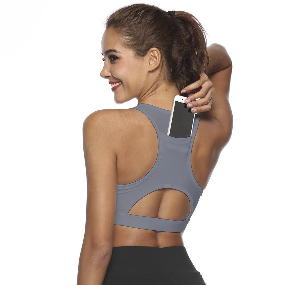 Women’s Breathable Sports Bra with Back Pocket