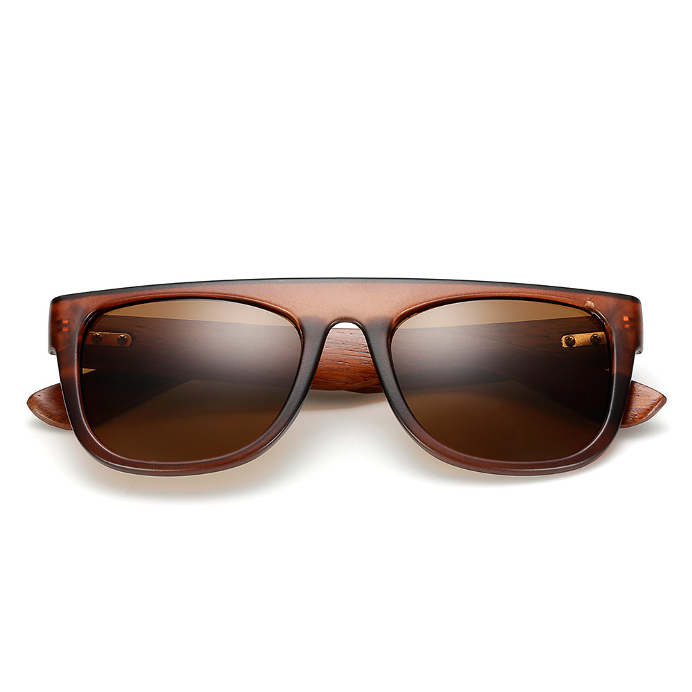Bamboo Wooden Arms Sunglasses Men Women Black Sunglass