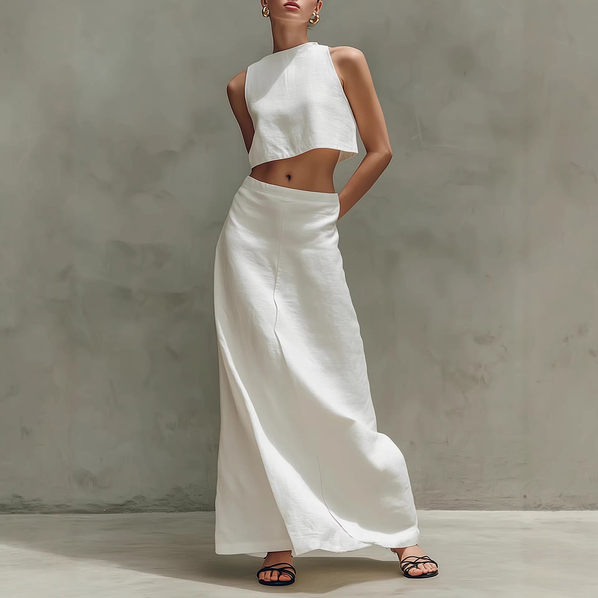 Women's Sleeveless Slimming Maxi Dress Two-Piece Set