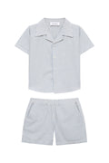 Damian Blue/White Striped Kids Shirt & Shorts Set