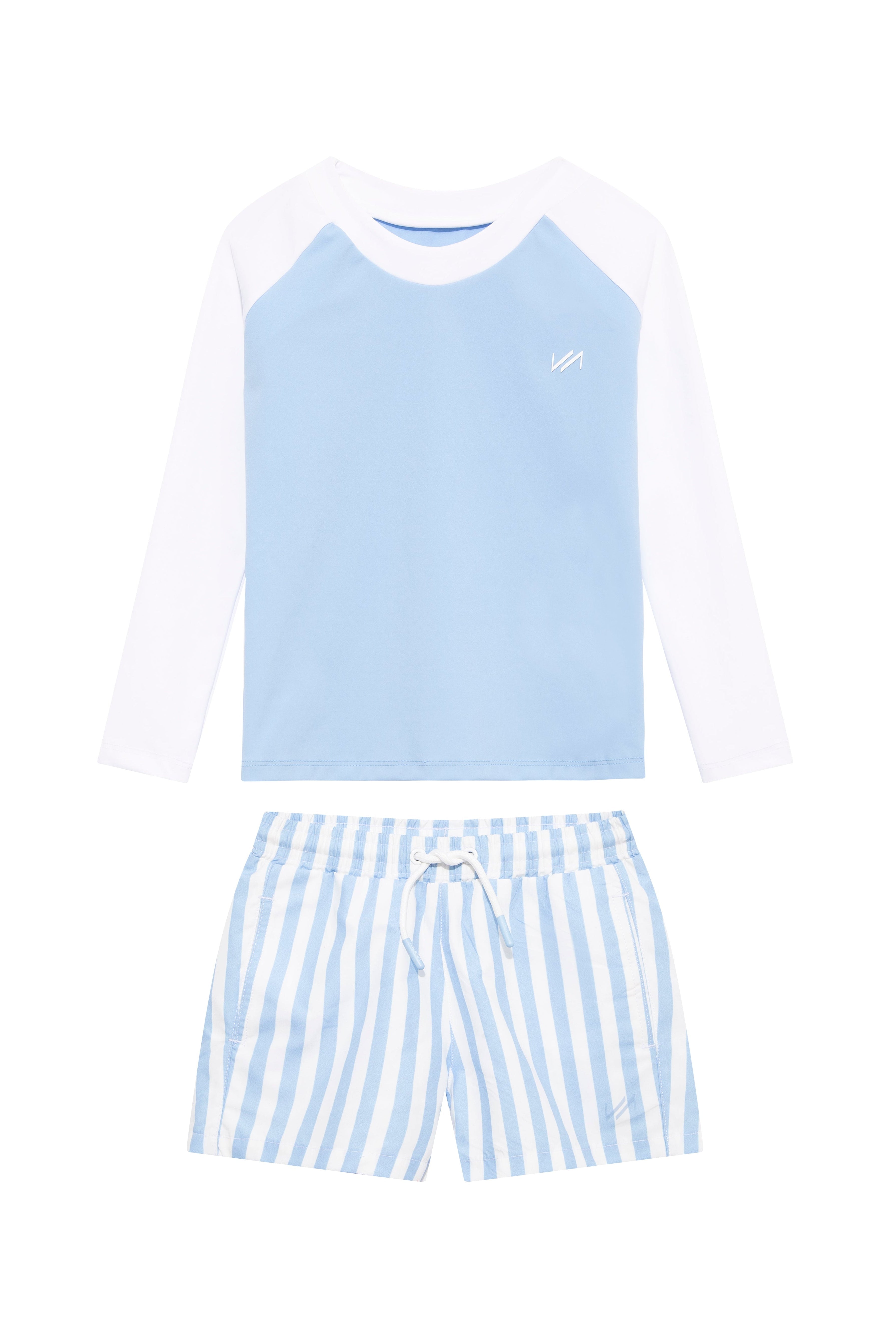 Venterol Blue White Kids Long Sleeve Swim Set