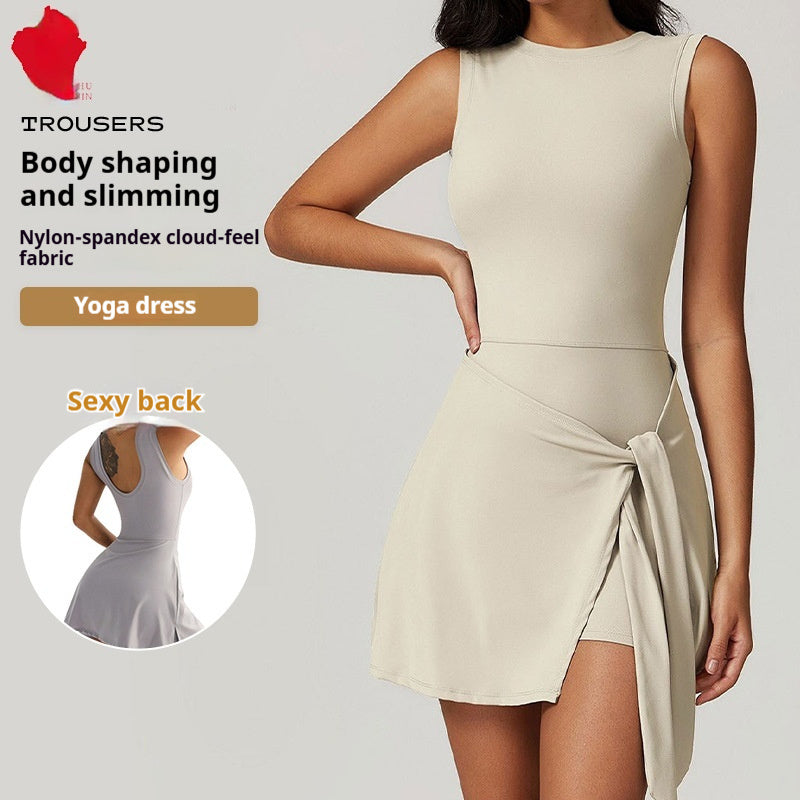 Women's Fitness Beauty-Back Yoga Dress – Sleeveless Active Mini