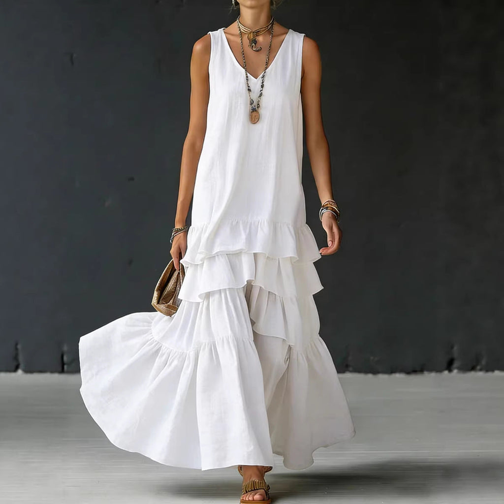 Women's Ice Silk Sleeveless Loose Maxi Dress – 6 Colors S–5XL