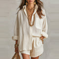 Women’s Solid Color Shorts and Shirt Set