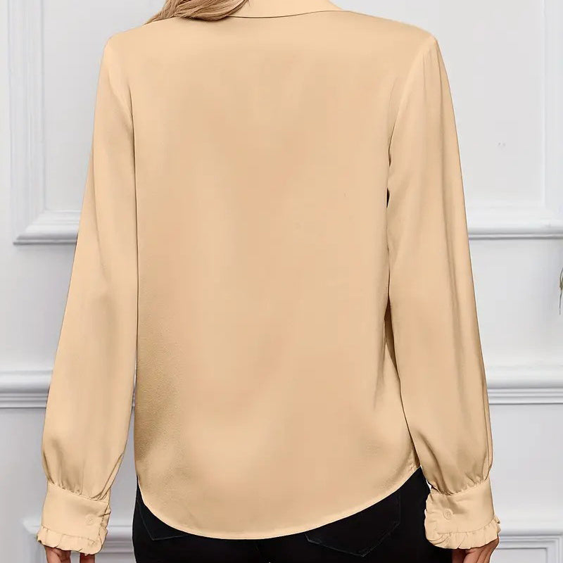 Women’s Ruffled Collared Blouse | Long Sleeve Dressy Work Top