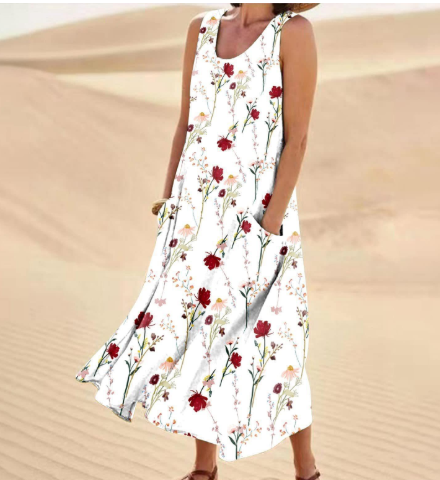 Women's Elegant Floral Print Two-Piece Set – Round Neck Top & Pants