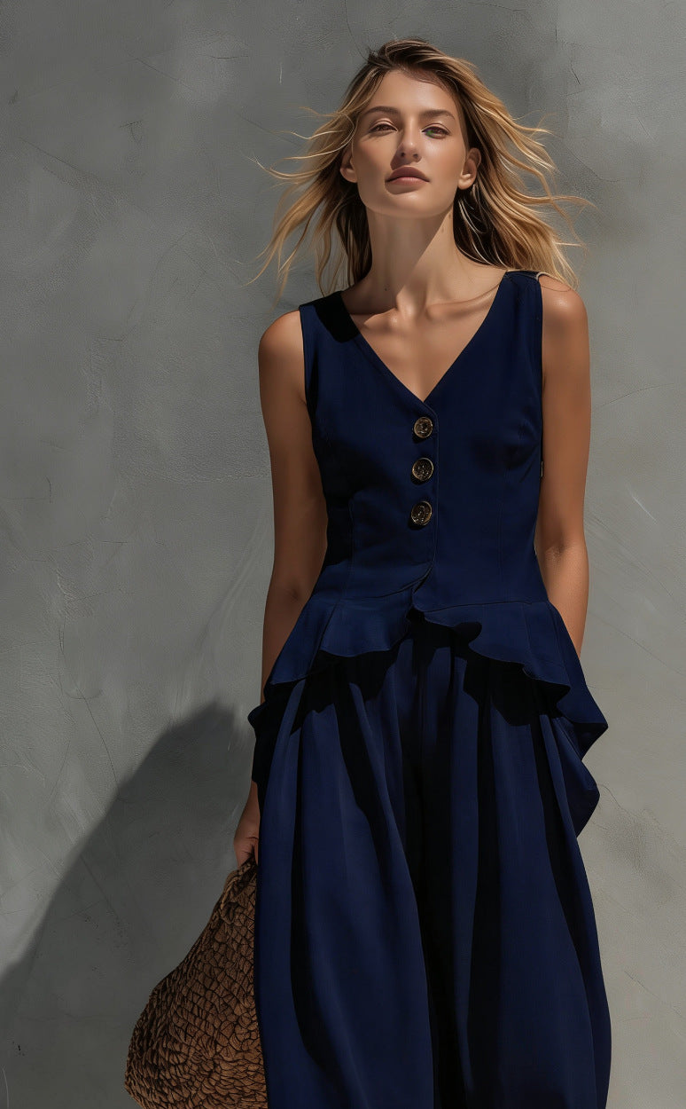 Women's Sleeveless Top & Wide-Leg Pants Two-Piece Set