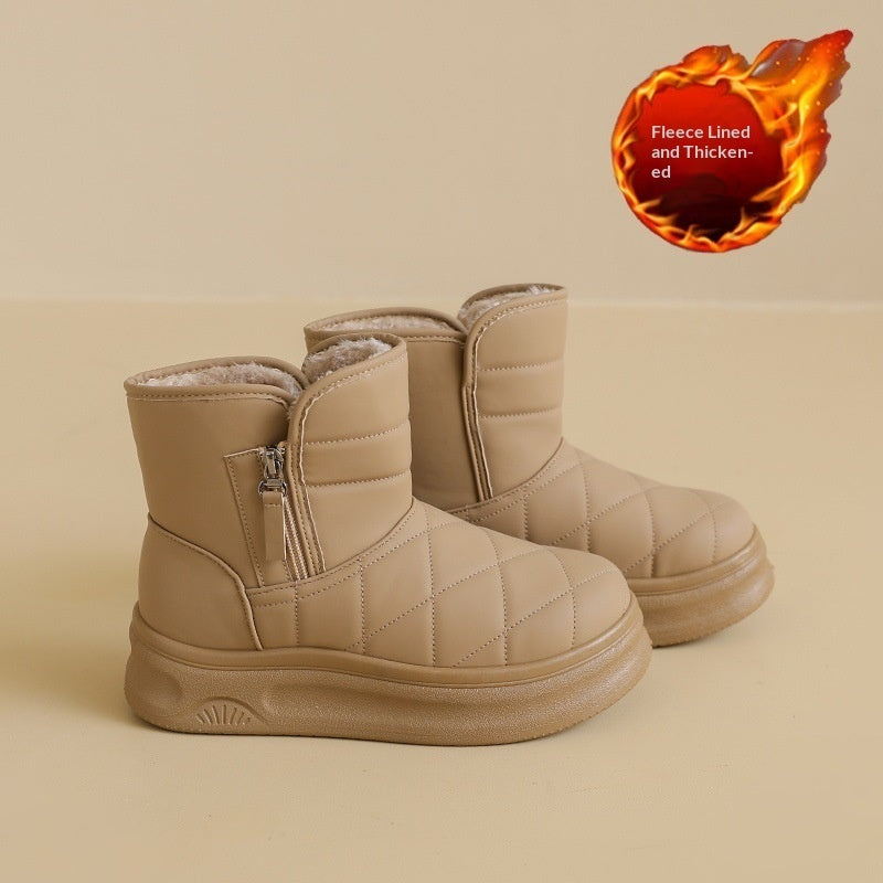Women’s Warm Fleece-Lined Snow Boots – Casual Winter Anti-Slip Ankle Boots