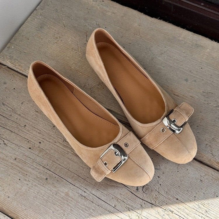 Women's Round Toe Low-Cut Office Heels – Casual Mid-Heel Shoes
