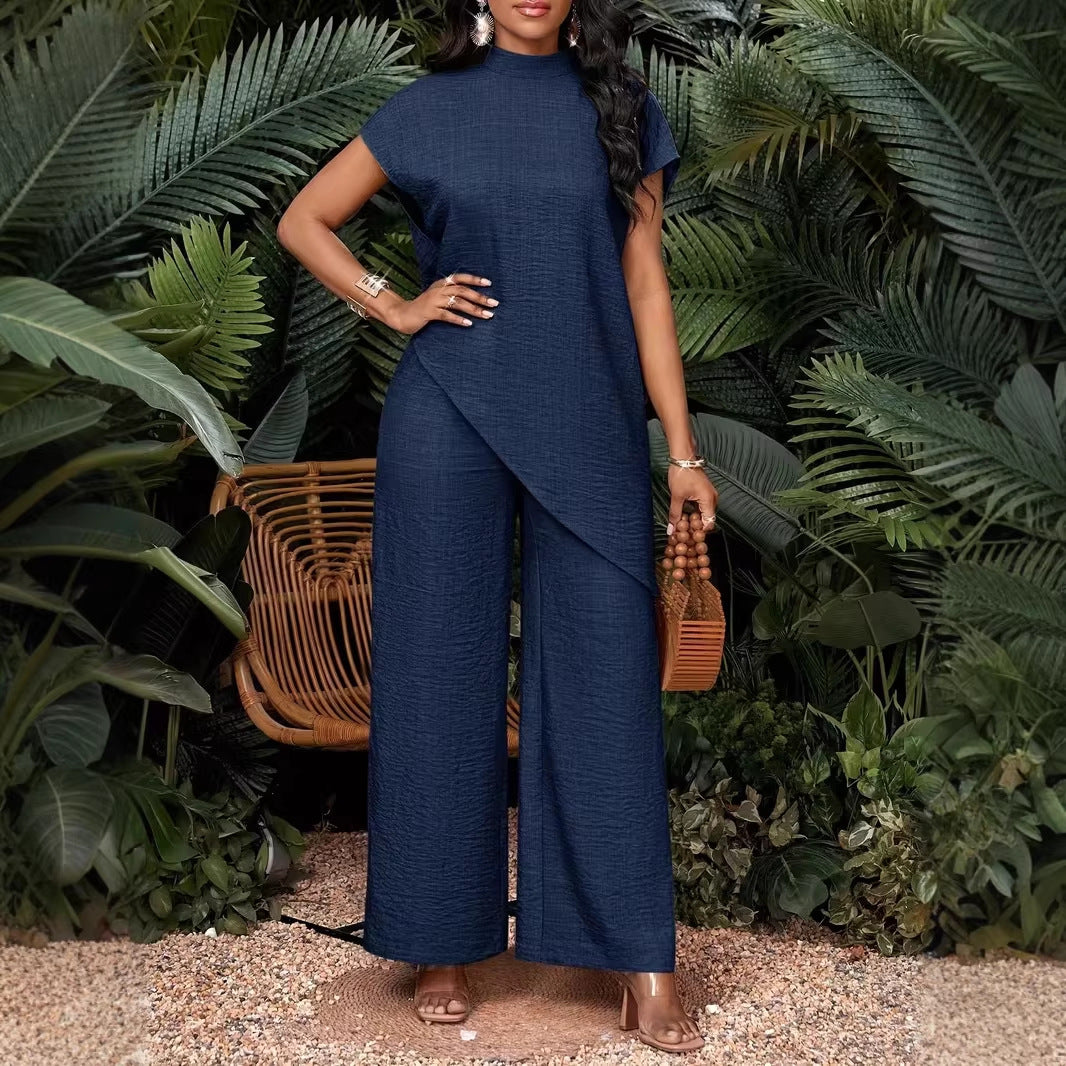 Asymmetrical Sleeveless Top & Pants Set – Women’s Two-Piece