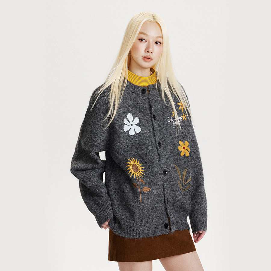 Women’s Retro Floral Embroidered Cardigan Sweater