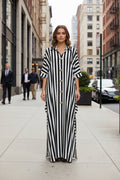 African-Inspired Striped Loose Long Dress | One Size 5 Colors