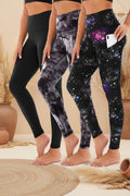 3-Pack High-Waisted Cropped Yoga Pants with Slanted Pockets