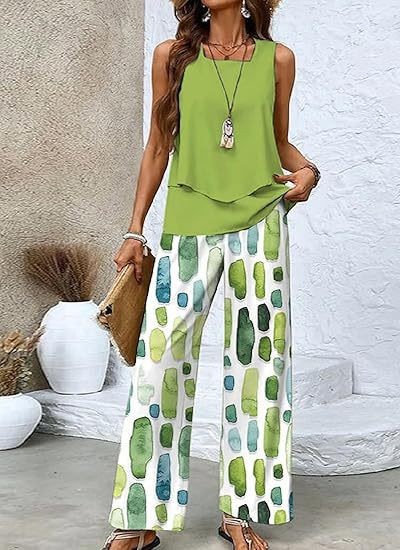 Women's 3D Print Two-Piece Vest & Pants Set – 12 Prints S–5XL