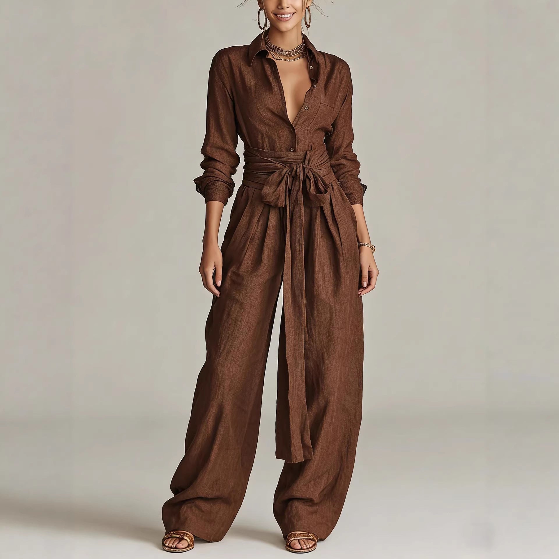 Solid Color Fashion Casual Pants Set for Women