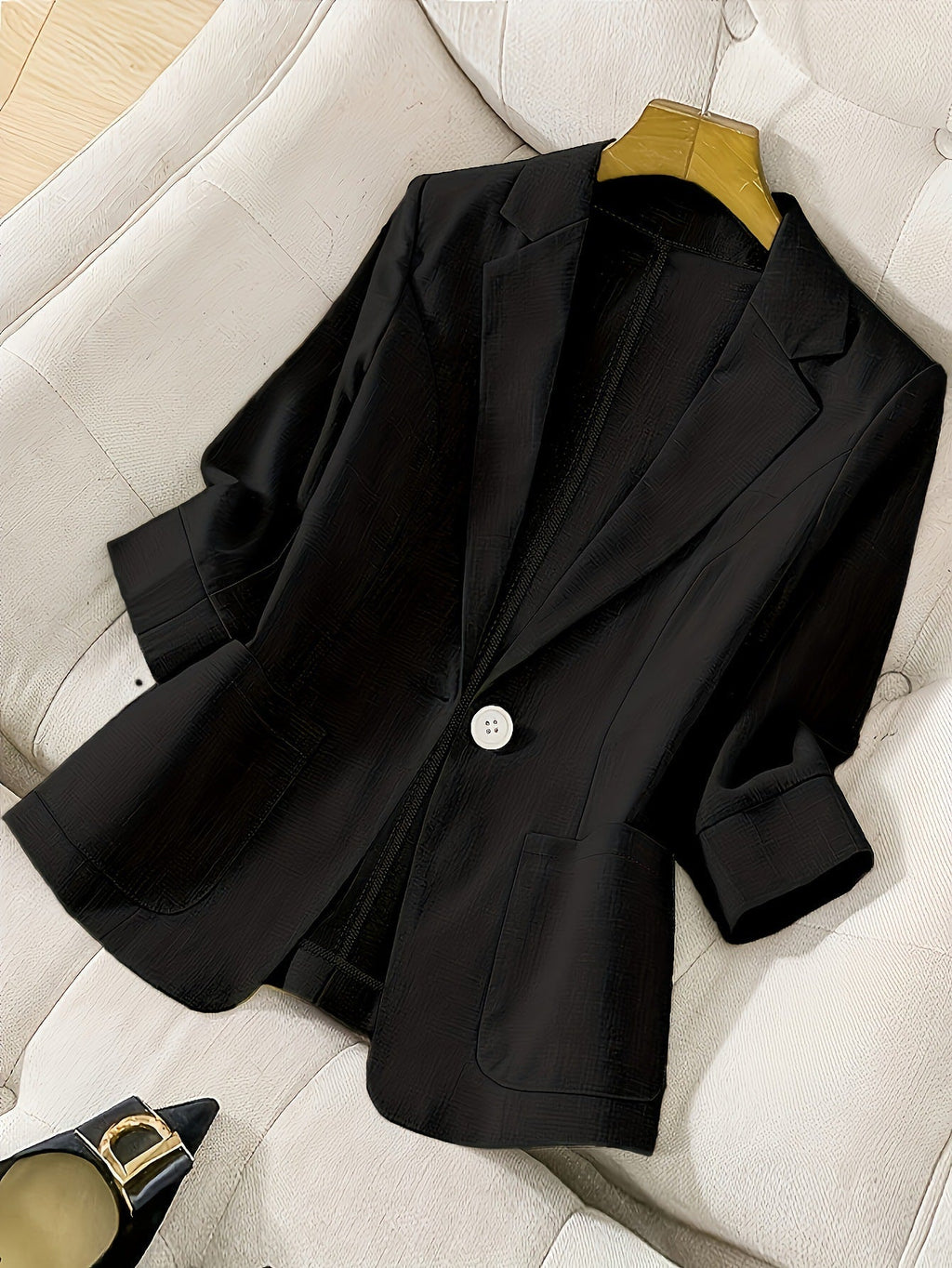 Women's Three-Quarter Sleeve Single-Button Casual Blazer