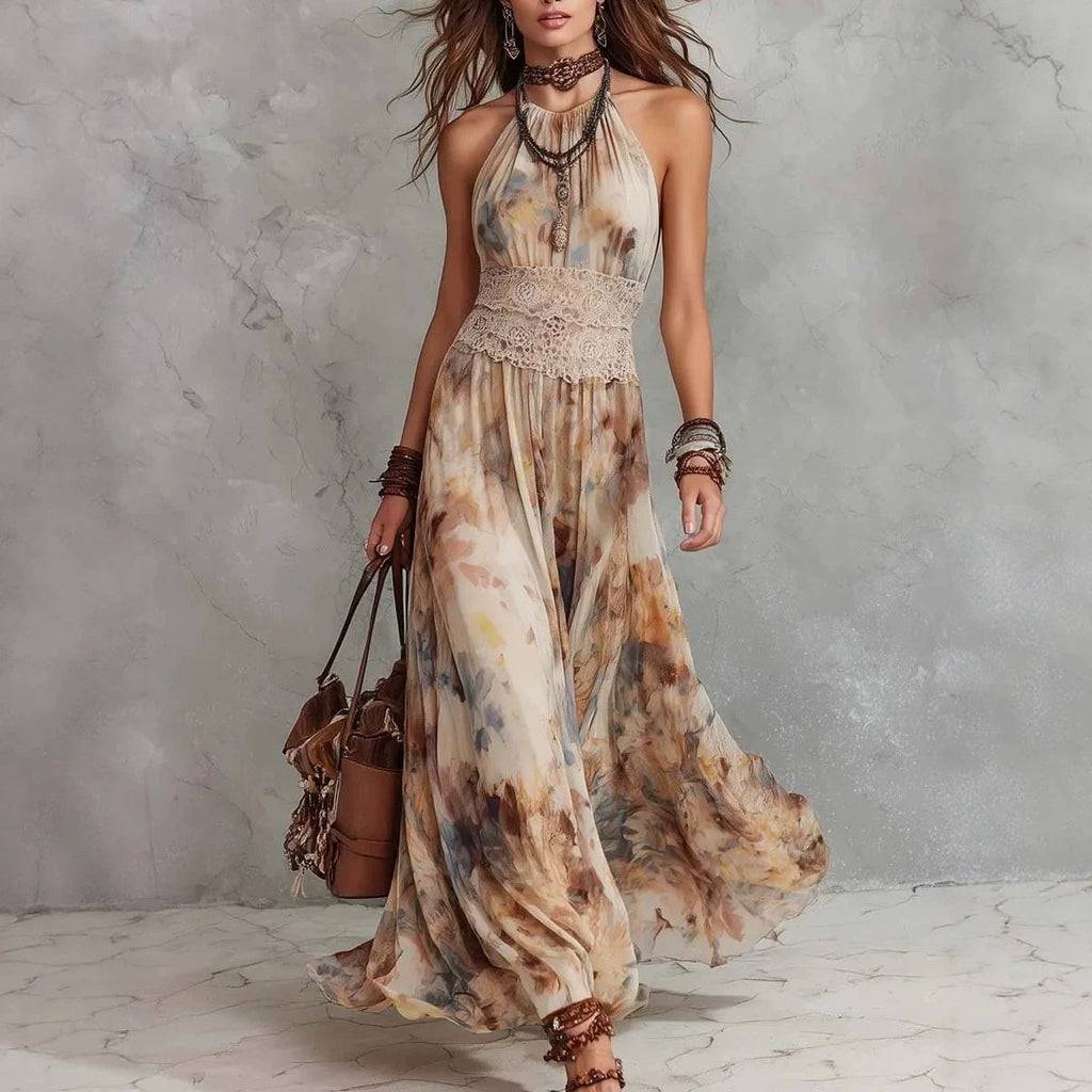 Women's Strapless Backless Floral Maxi Dress | French Vintage Fairy Skirt Beach Dress