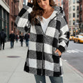 Plaid Hooded Zip-Up Oversized Jacket — Women’s Winter Commute Coat