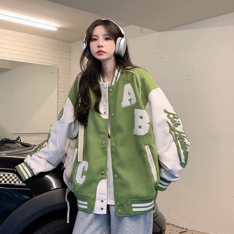 Y2K Oversized Lamb-Wool Bomber Jacket Women