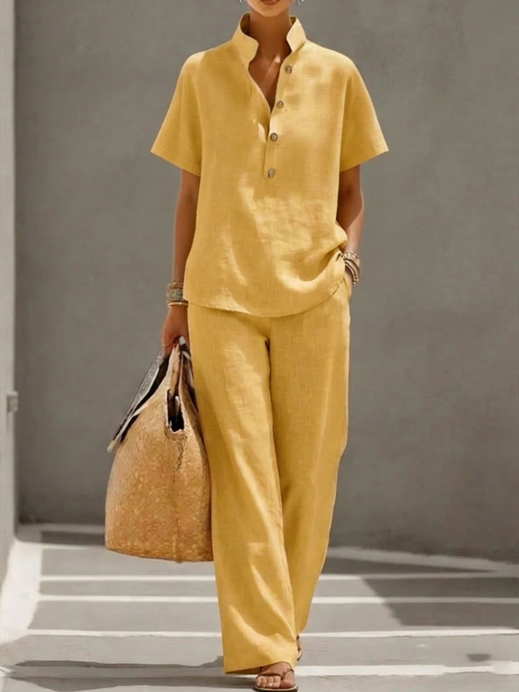 Cardigan & Short Sleeve Top + Pants Three-Piece Set – Solid Color Casual Lounge