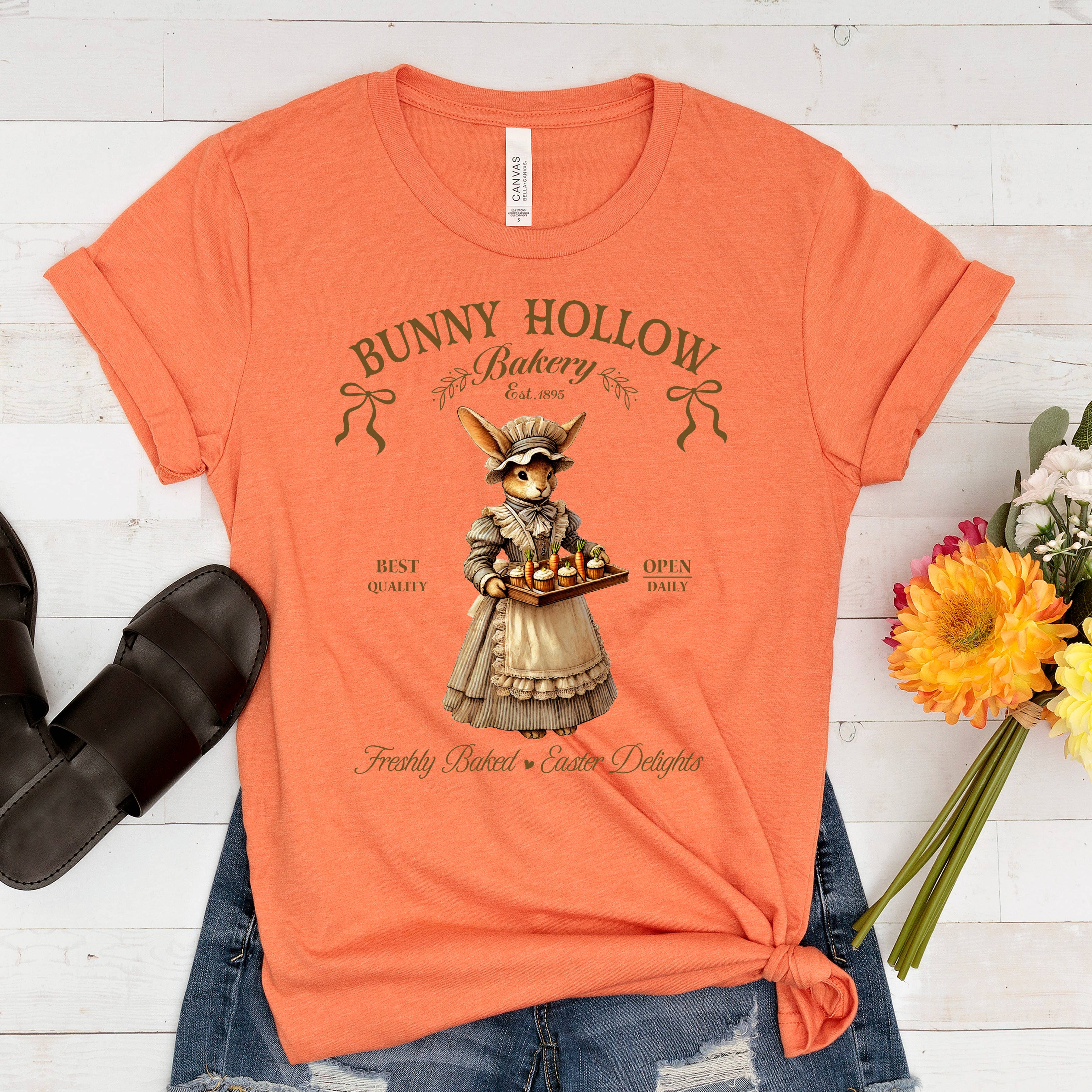 Easter Graphic Tees Women Retro | Bunny Bakery Cottagecore