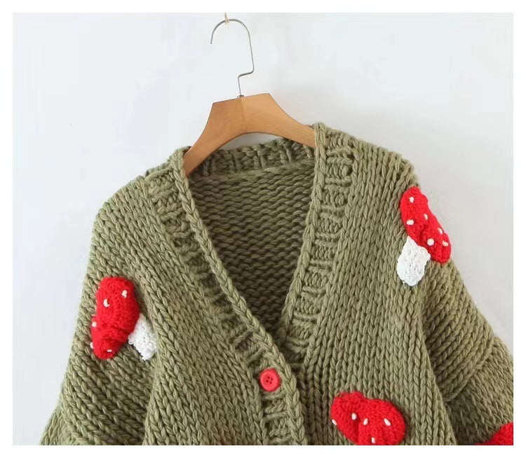 Women’s Mushroom Crochet Short Cardigan