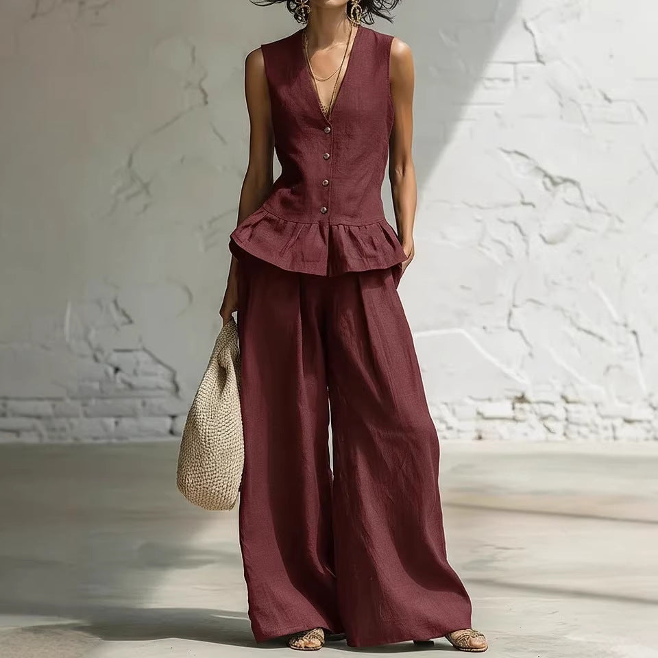 Women's Bohemian Ruffled Sleeveless Tank & Pants Set