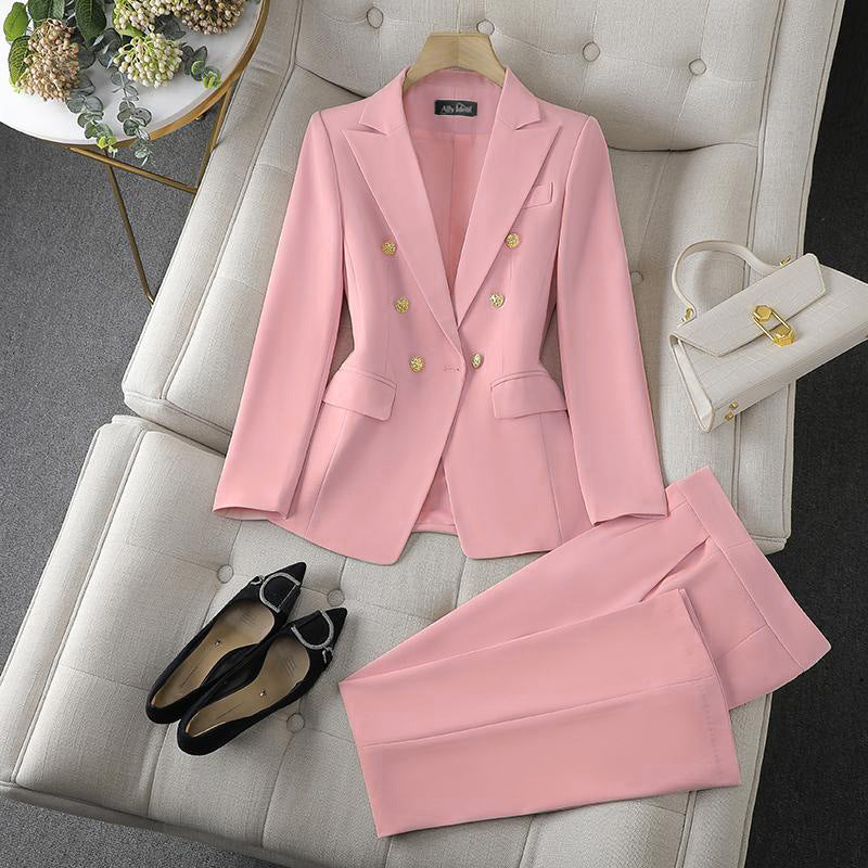 Lapel Button-Down Jacket & Slim-Fit Trousers Suit – 15 Colors XS–XXL