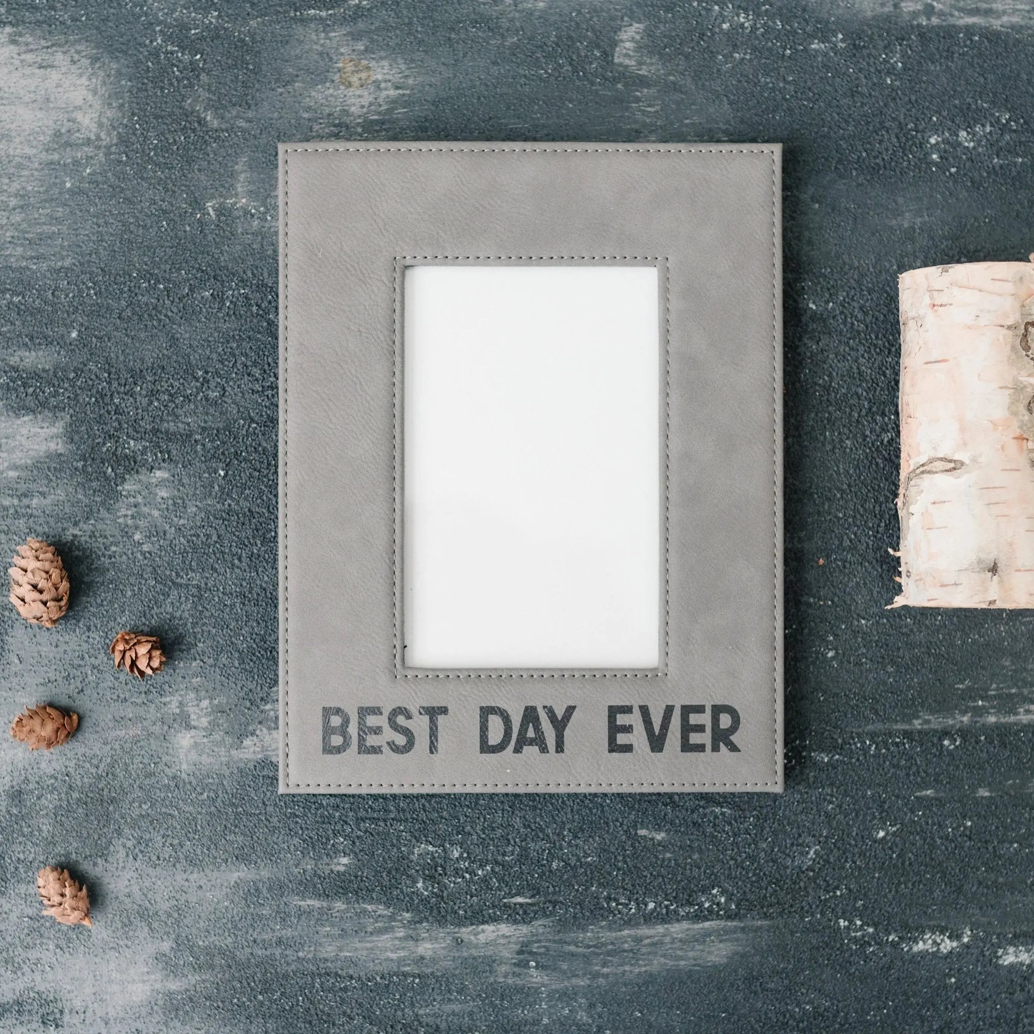Leather Photo Frame – Elegant Faux Leather Frame For Birthday Gift Her