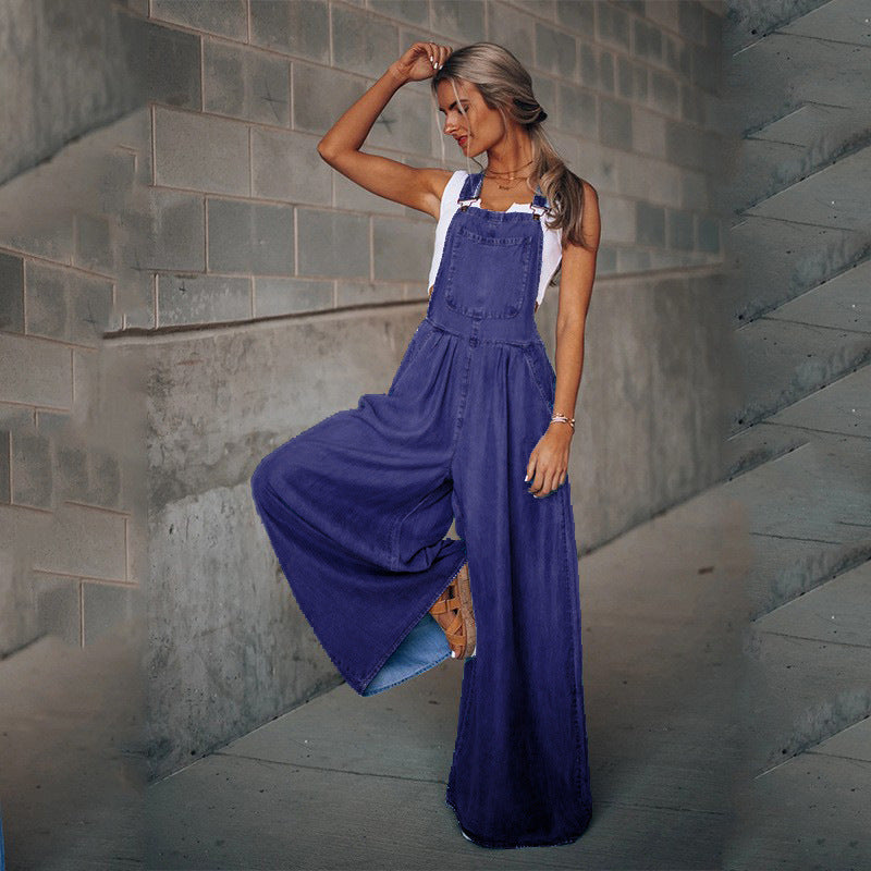 Women’s wide leg denim overalls