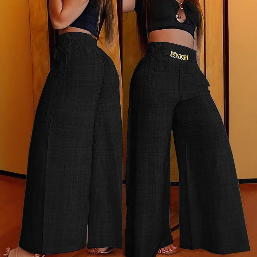 Women's High-Waist Drapey Wide-Leg Pants | Elastic Drawstring 5 Colors