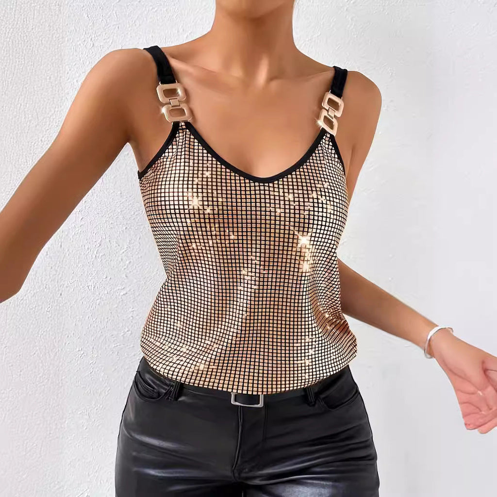 ✨ Women's Summer Sequined Suspender Chain Vest Top